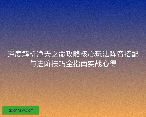 深度解析净天之命攻略核心玩法阵容搭配与进阶技巧全指南实战心得