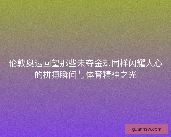 伦敦奥运回望那些未夺金却同样闪耀人心的拼搏瞬间与体育精神之光