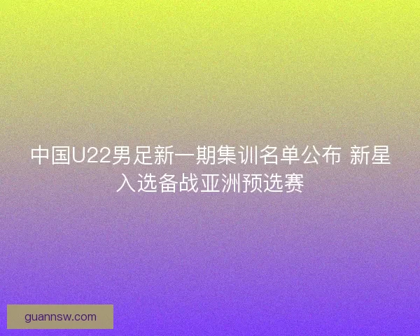 中国U22男足新一期集训名单公布 新星入选备战亚洲预选赛