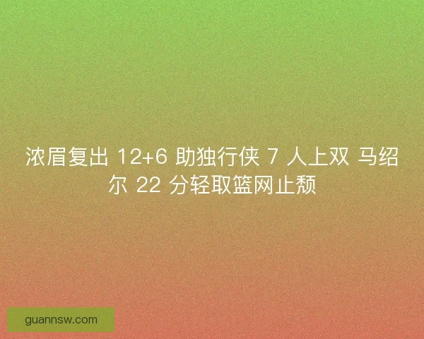 浓眉复出 12+6 助独行侠 7 人上双 马绍尔 22 分轻取篮网止颓